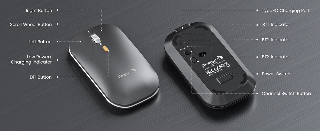 ProtoArc® KM100-A Backlit Bluetooth Keyboard and Mouse Combo for Mac