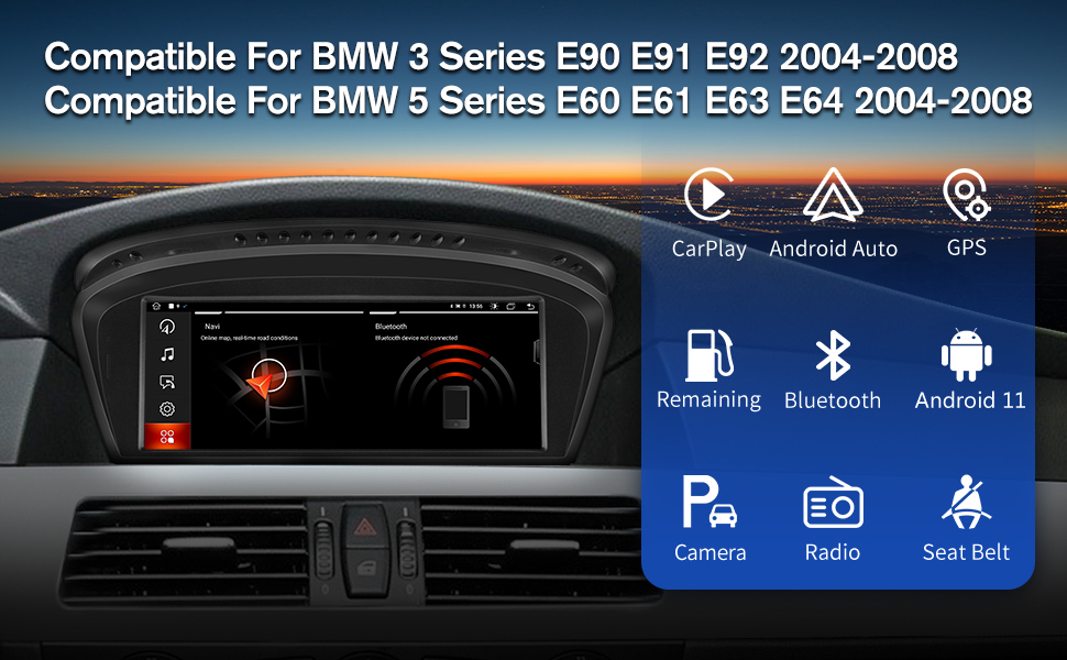Android 11 Car Radio for BMW 3/5 Series E60 E61 E63 E64 E90 E91