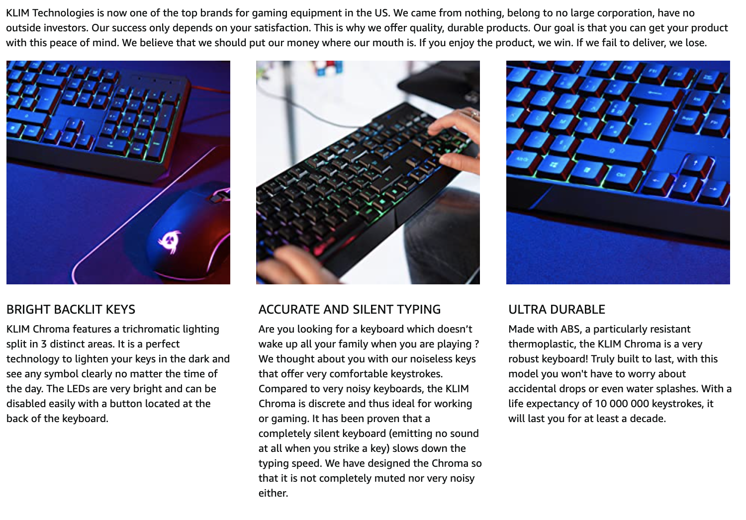 KLIM Chroma Gaming Keyboard Wired USB + Durable, Ergonomic