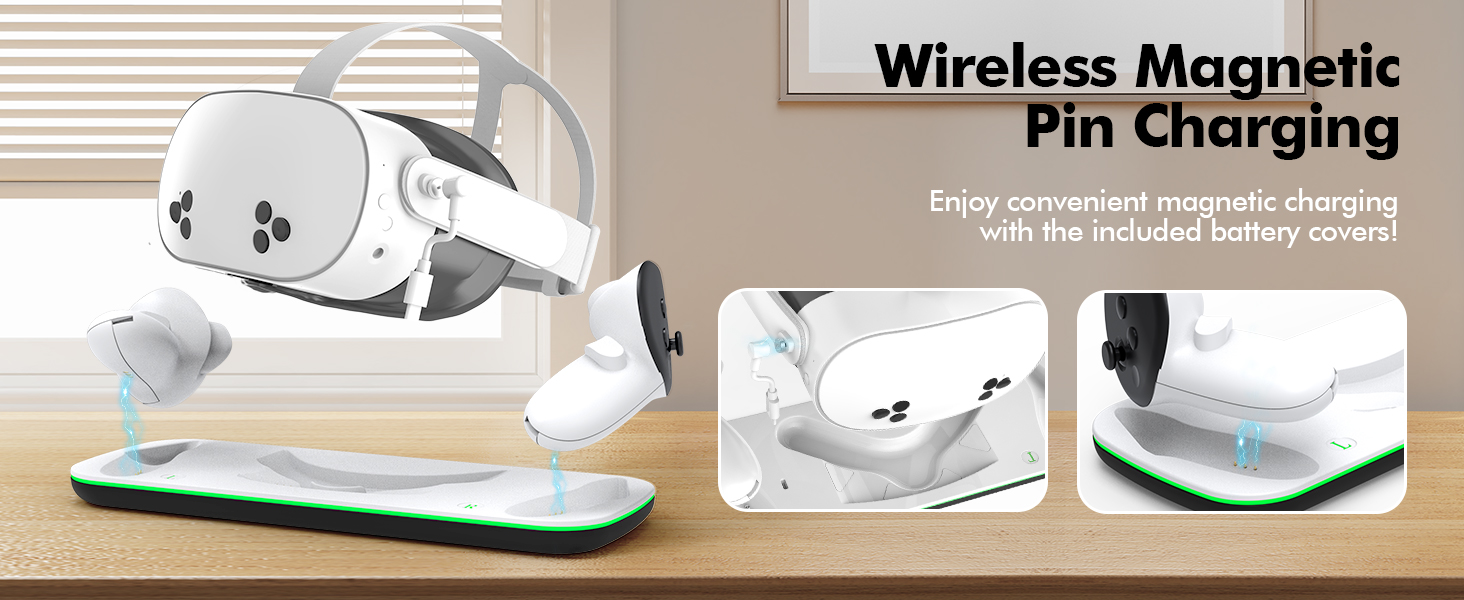 Charging Dock Compatible with Me-ta Quest 3/3S, VR Accessories Charging Station