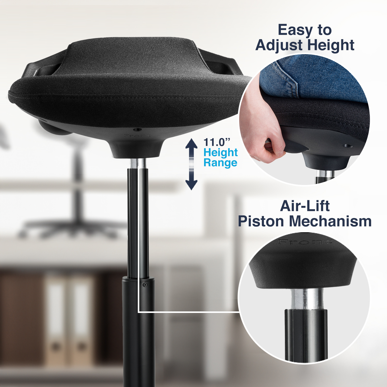 pro active wobble stool, ergonomic sit stand chair, adjustable active seating, core engagement stool