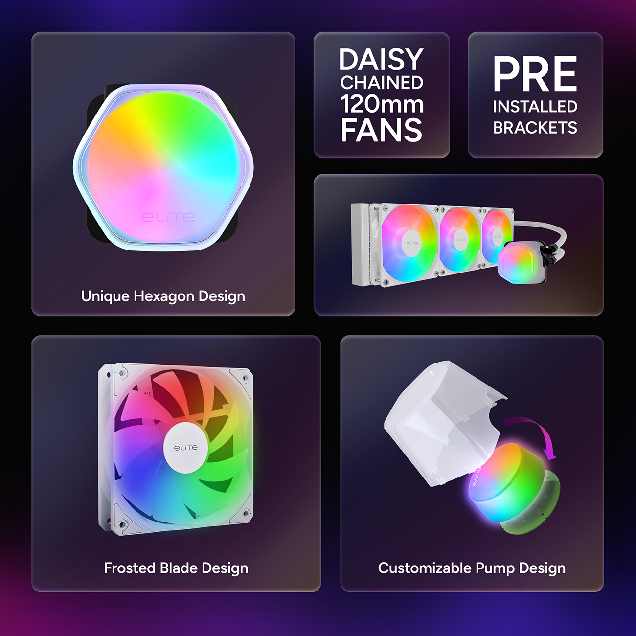 Cooler Master Elite Liquid 360 CPU AIO Cooler - White