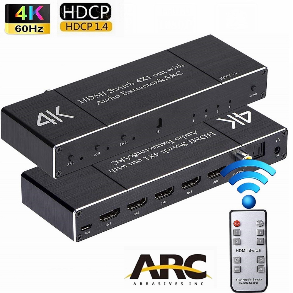 4K HDMI 2.0 Switch 4x1 HDMI Switcher Audio Extractor with SPDIF 3.5mm Audio Out With ARC PS3 PS4 Apple TV HDTV Audio/Video Switch - Newegg.com