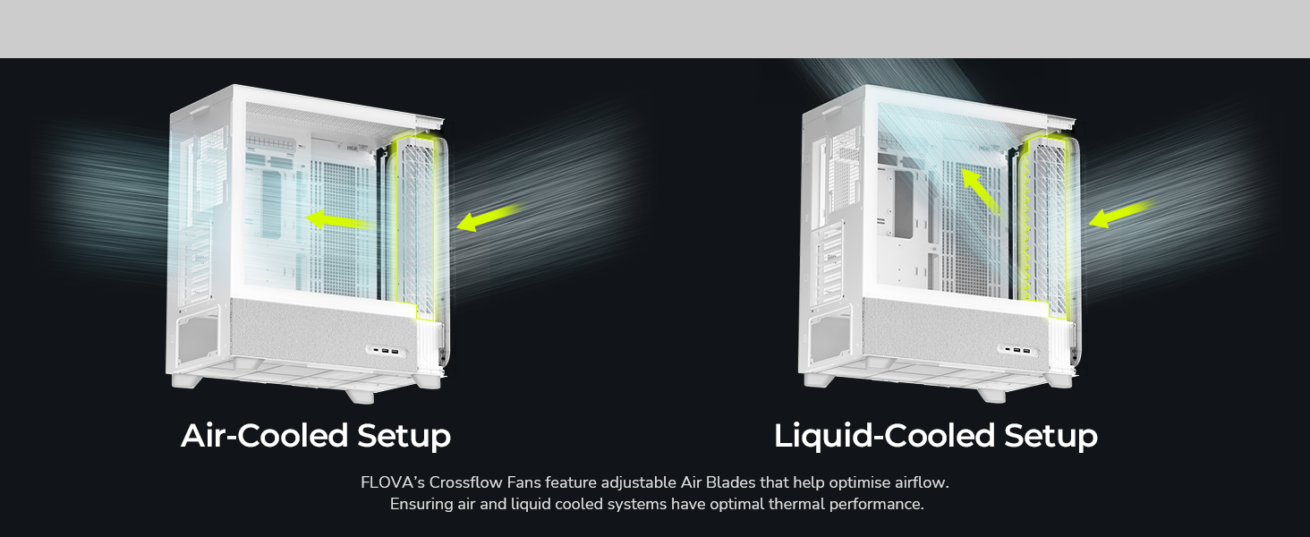 TRYX FLOVA Black ATX PC Case Cross Flow Fan with Air Blade for CPU Air Cooler and AIO