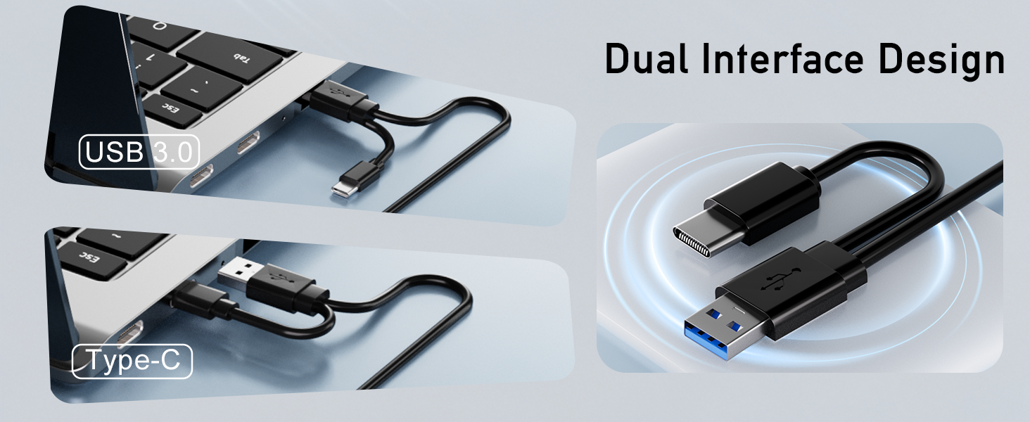 7 In 1 External CD Drive for Laptop, USB 3.0 & Type-C CD Rom External Drive