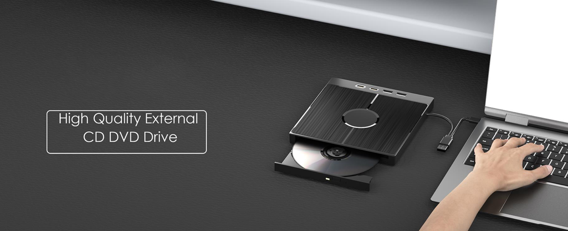 SMA Portable CD DVD Player, External CD/DVD Drive, [7 in 1] USB 3.0 Type C External CD DVD Burner wi