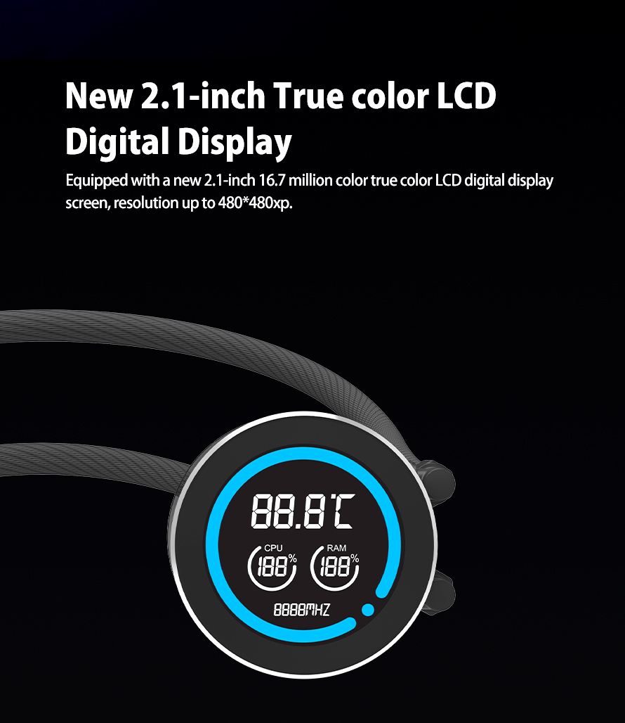 darkFlash DN360D 360mm AIO Liquid CPU Cooler 2.1 LCD Display 3x 120mm ARGB PWM Fans Copper Water