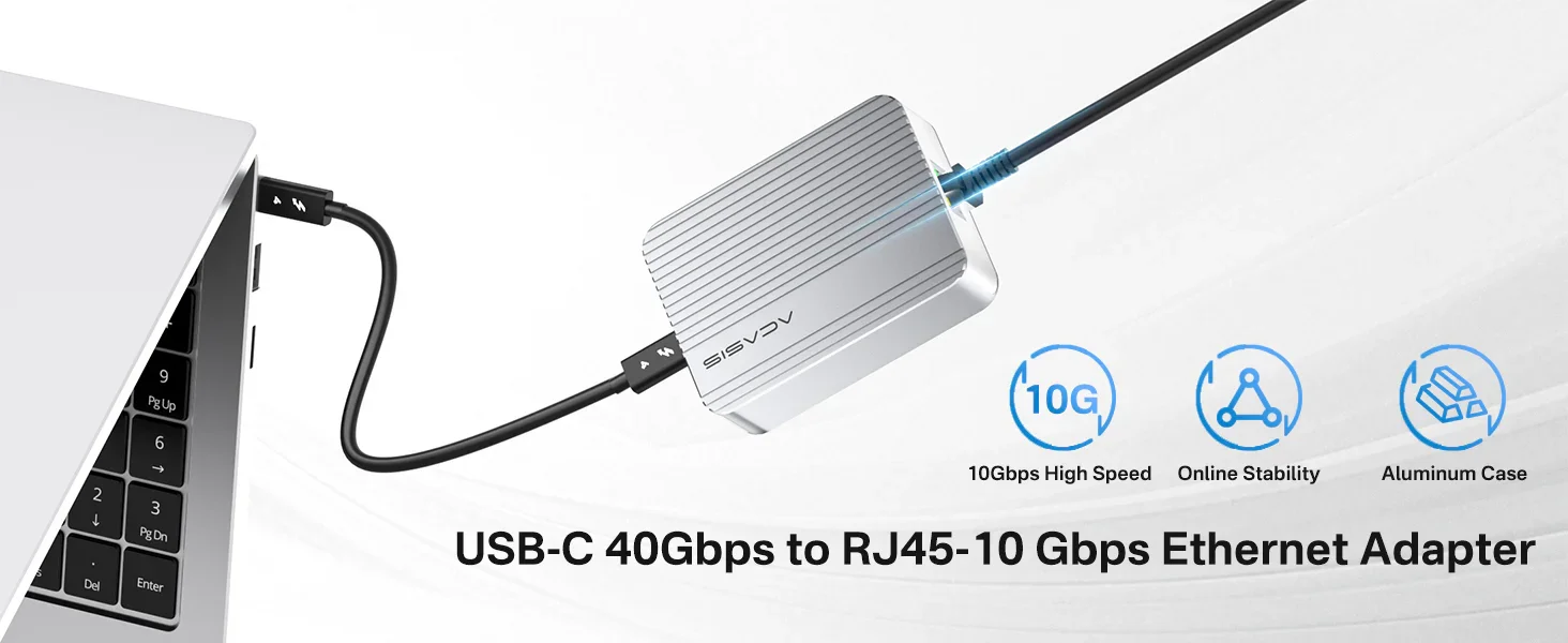 USB-C 40Gbps to RJ45-10 Gbps Ethernet Adapter