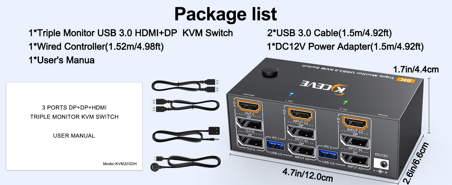 No plug-ins required, this 3 monitors KVM switch is simple plug and play for any modern operating sy