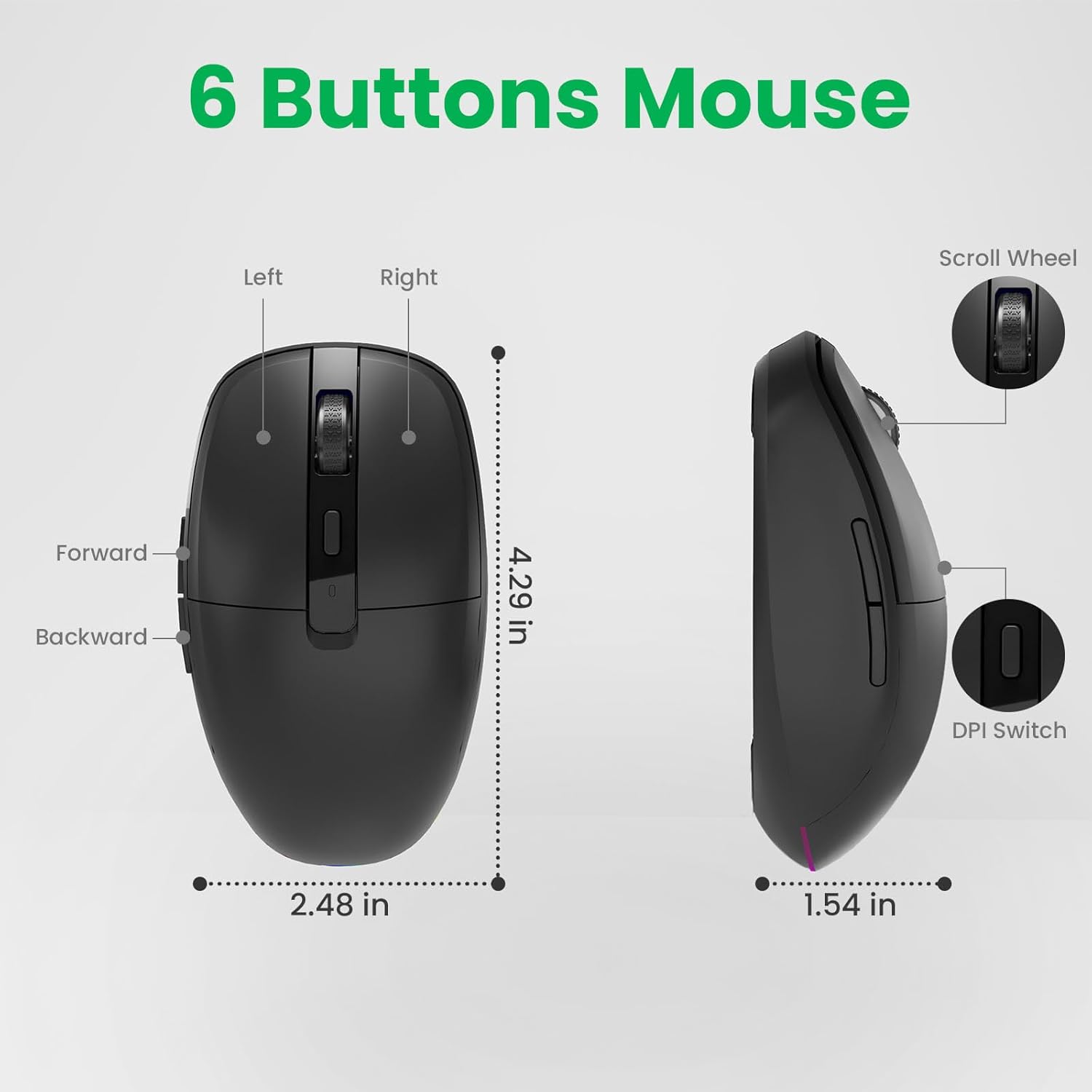 Type C Rechargeable Wireless Mouse, 2.4G USB C RGB Lighting Computer Mice Silent Click, Ergonomic De