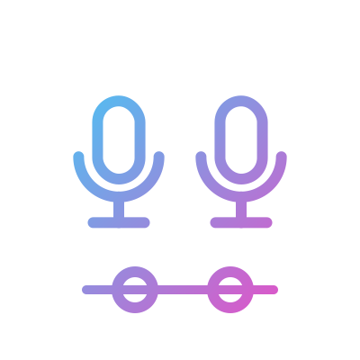 Two microphones above a volume slider