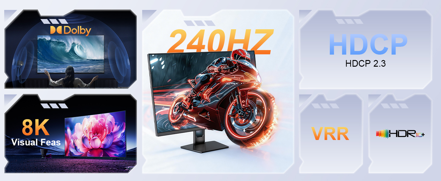 HDMI 2.1 Switch 3 in 1 Out, 8K@60Hz 4K@240Hz/120Hz 48Gbps, HDMI Switcher with Remote