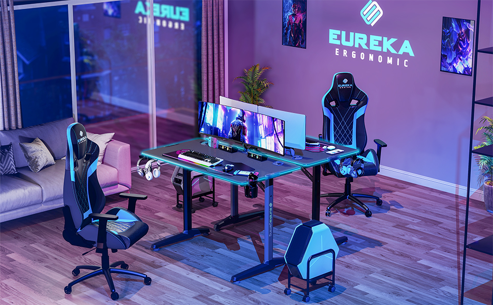 Eureka Ergonomic 44" LED Gaming Desk with Free Mouse Pad, Desk for Gamer
