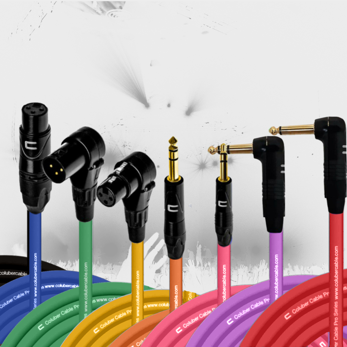 Right angle XLR male, right-angle XLR female, ¼