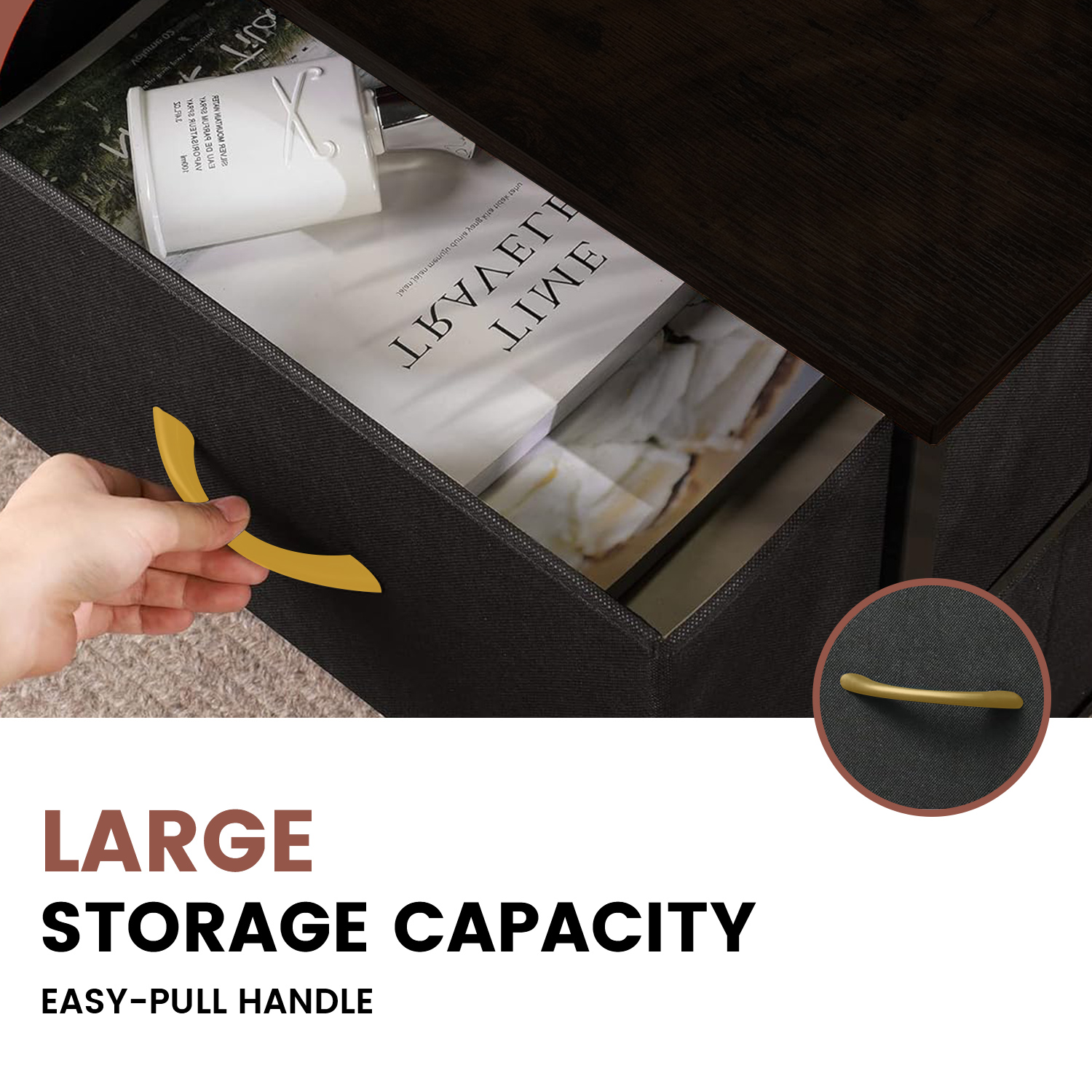 GTRACING 2-Drawer Dressers for Bedroom, Chest of Drawers with Fabric Bins, Modern Storage Organizer,