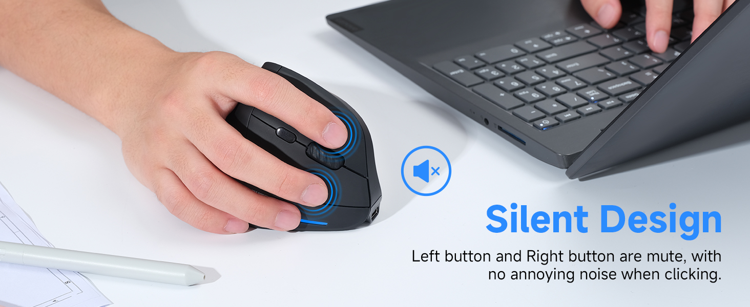 Ergonomic Wireless Mouse, Bluetooth Vertical Mouse with LED Light, Control Up to 3 Devices (BT5.0+BT