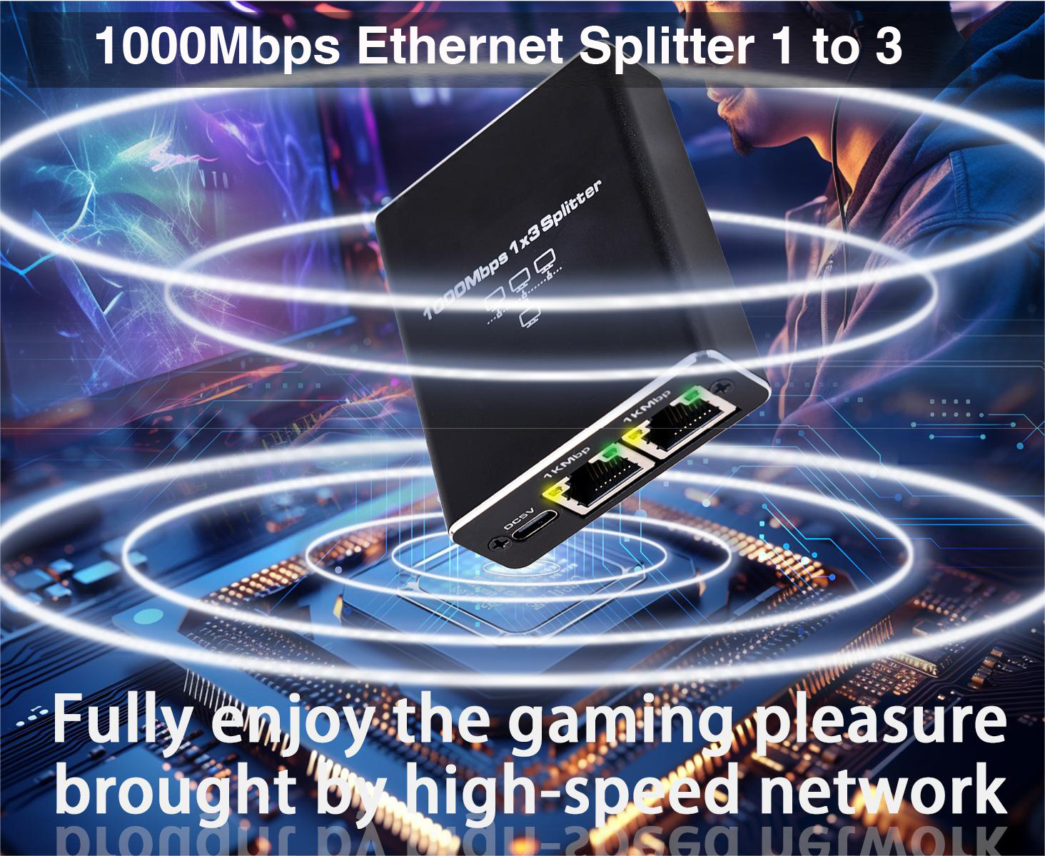 Gigabit Ethernet Splitter 1 in 3 Out