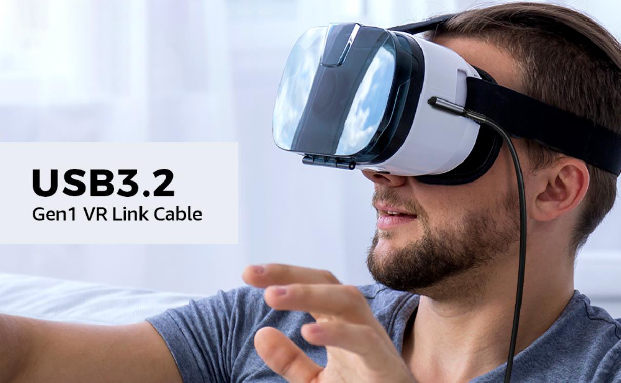 Link Cable 16.5FT/5M USB A to C Link Cable Compatible with Ocu-lus Me-ta Quest 3/3S/Pro/Pico 4/Steam