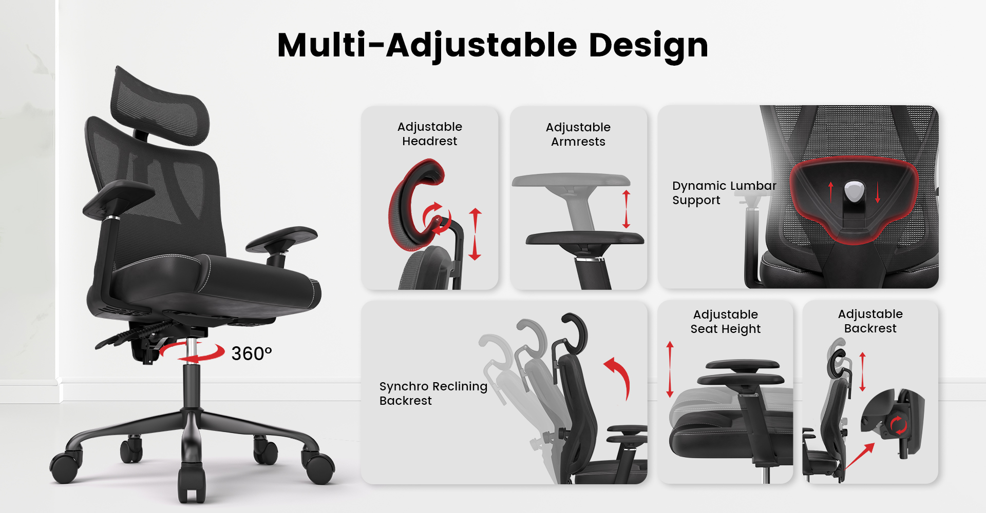 ACGAM High-Back Mesh Ergonomic Office Chair with 4D Lumbar Support