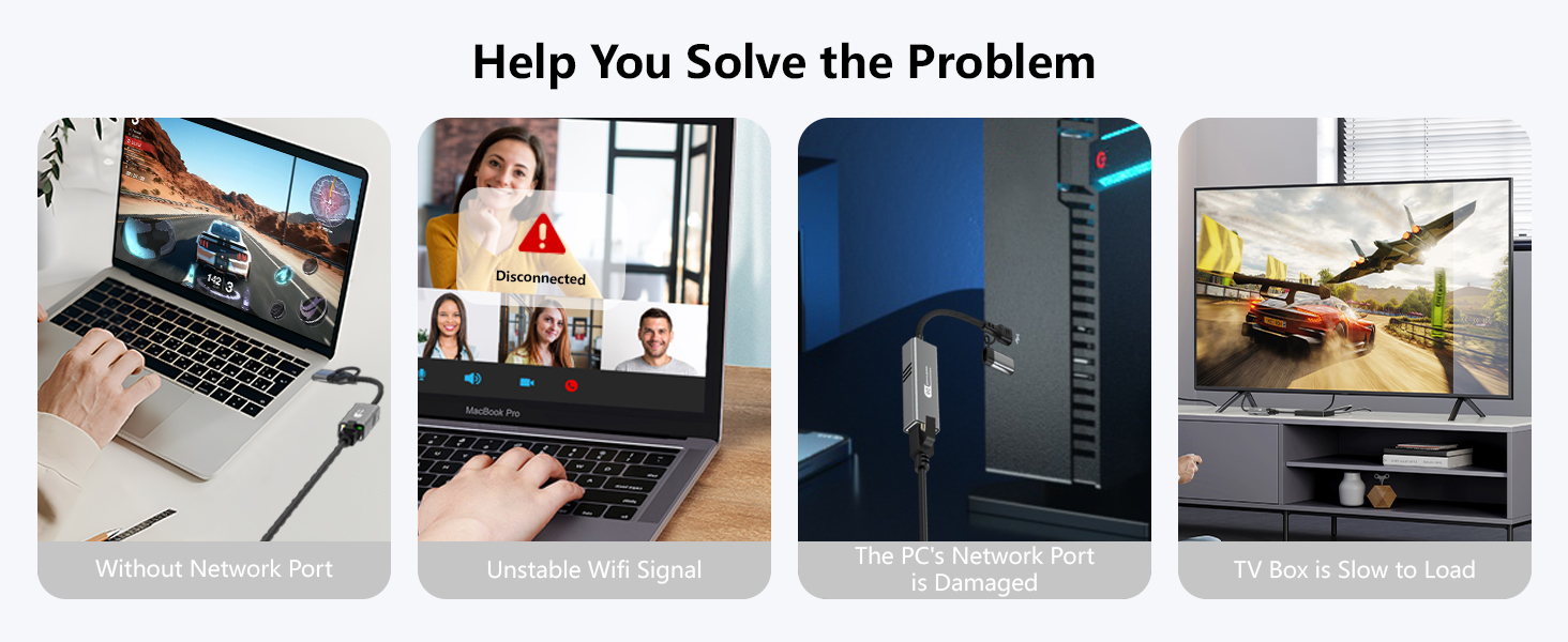 USB to Ethernet Adapter 5Gbps, Aluminum Driver Free USB-C to RJ45 5000Mbps Gigabit Ethernet LAN Netw