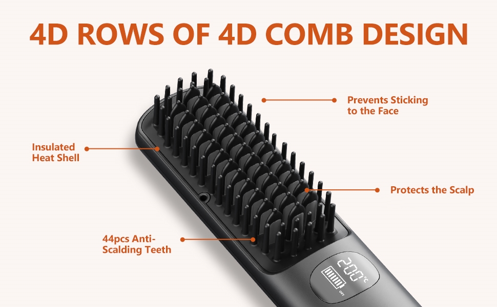 The four-dimensional comb design and four rows of teeth provide better protection for your hair.