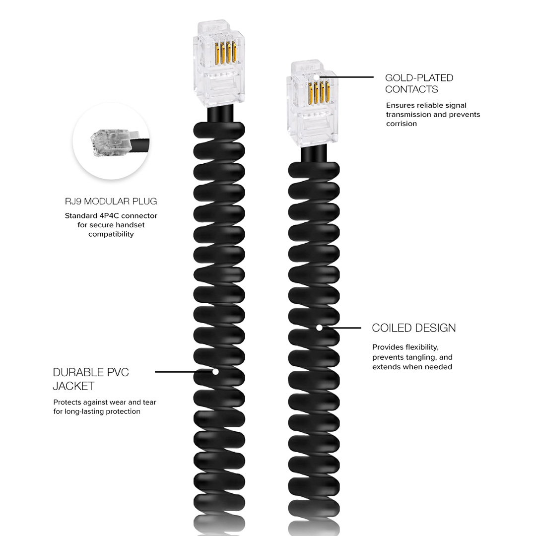 Lumenzi Reliable 1.5 Inch Lead Handset Cord Black