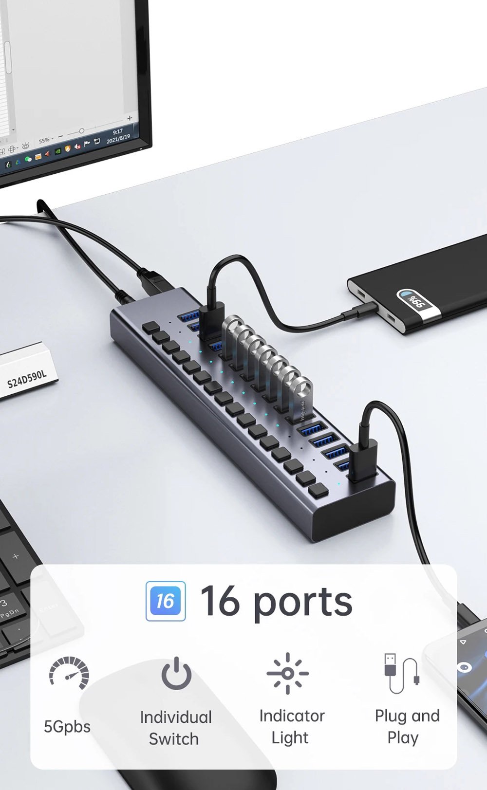 16 Port USB 3.0 Data HUB