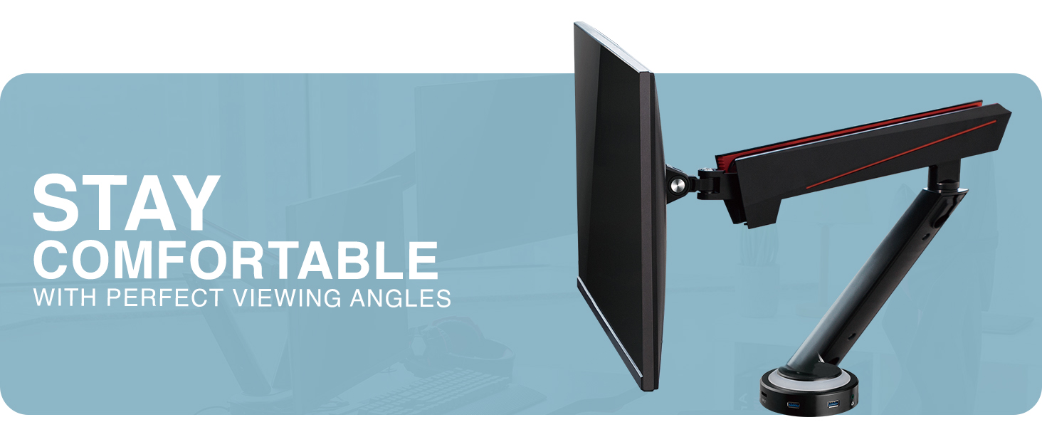 single monitor arm, LED monitor arm, RGB monitor arm, gaming monitor arm, VESA mount, ergonomic