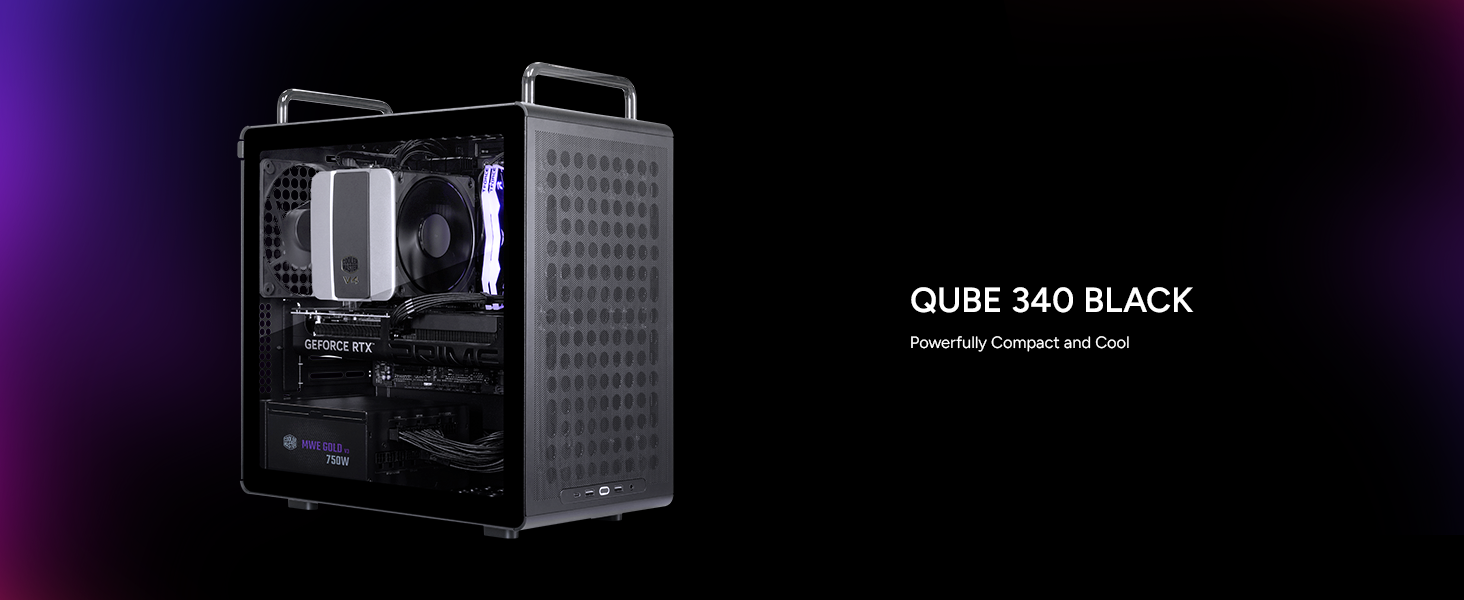 Cooler Master QUBE 340 Micro-ATX Compact -Tower PC Case  - Black