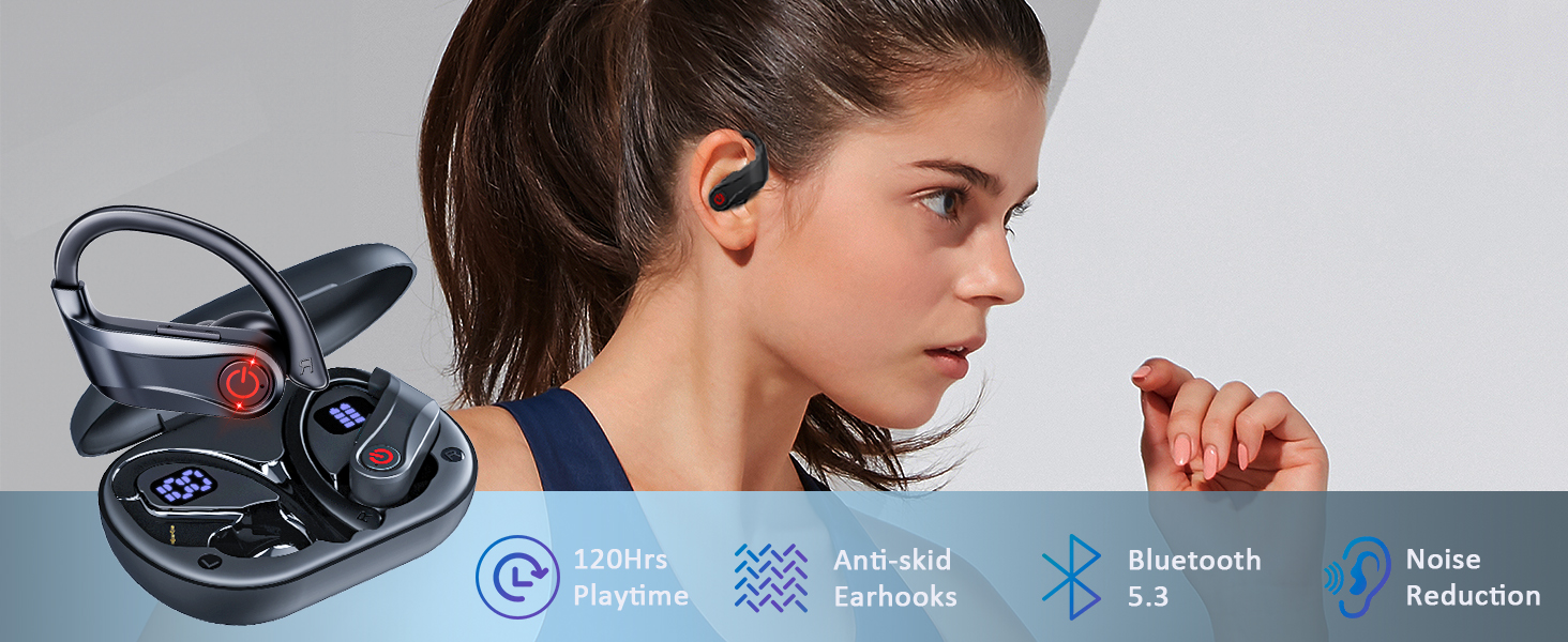 Wireless Earbuds Bluetooth Headphones Sports Over-Ear Bluetooth 5.3 Ear Buds