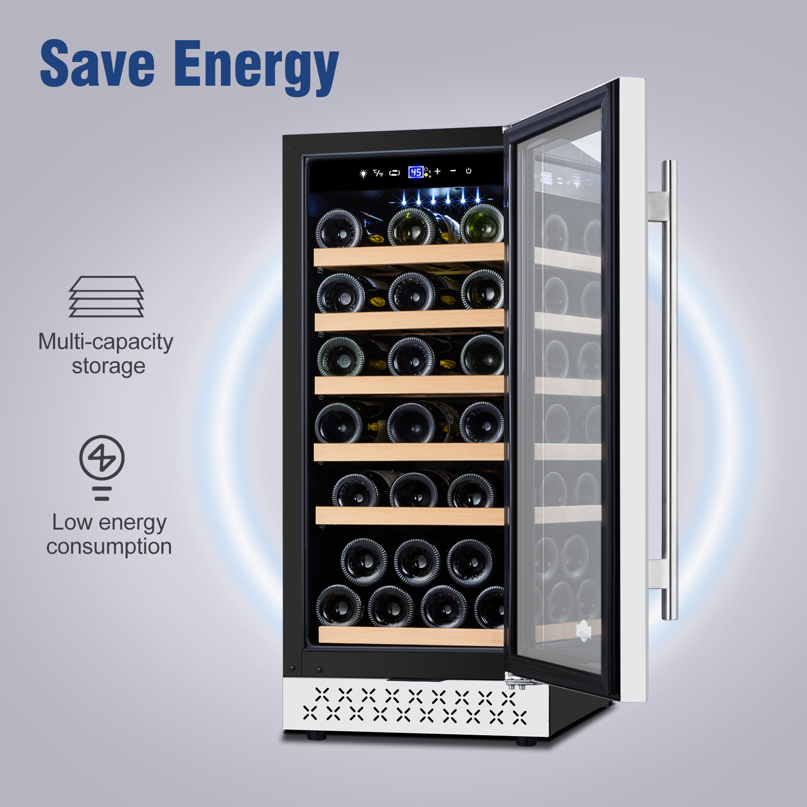 Tylza 15" Wine Fridge 30 Bottle Single Zone BuiltIn/Freestanding with Childproof Lock