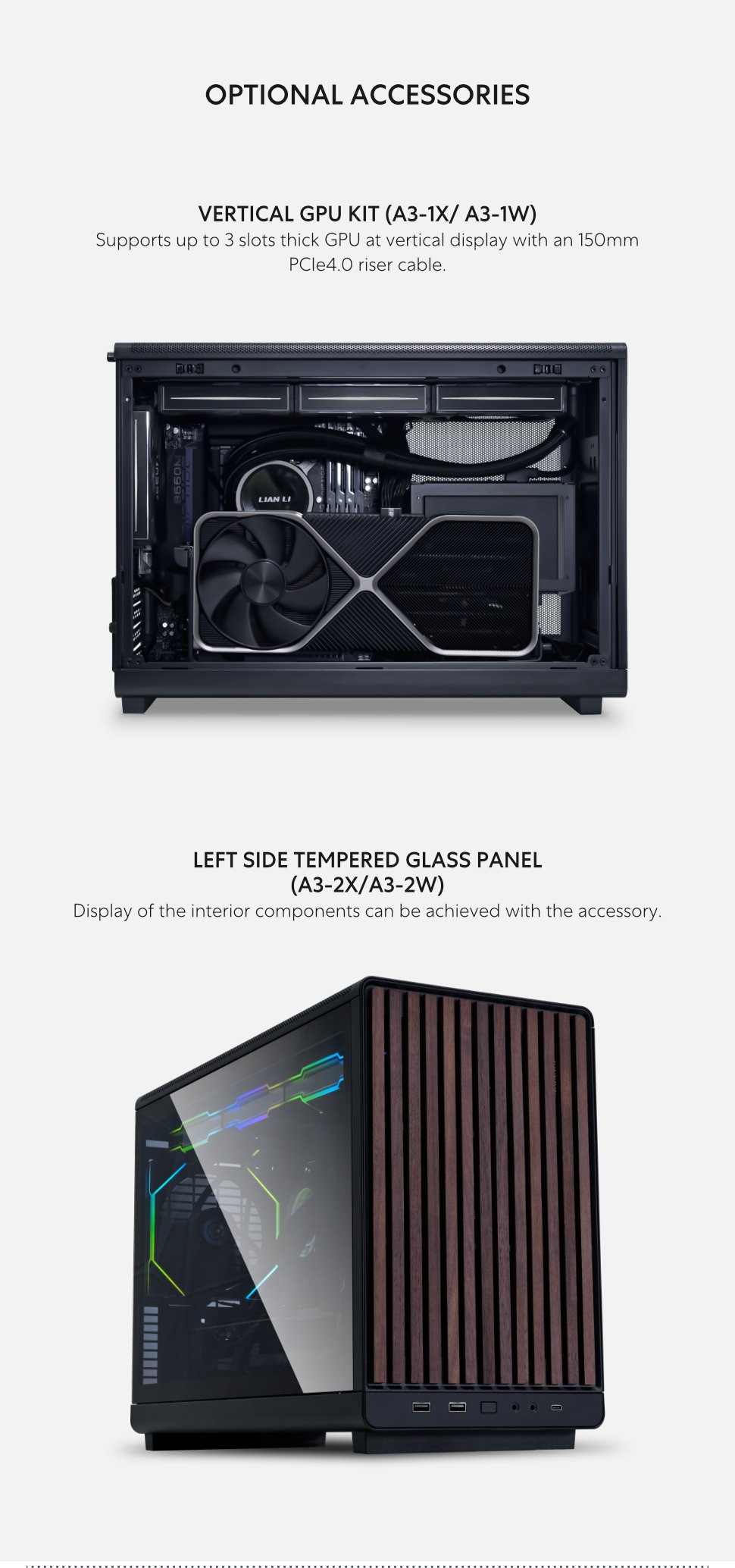 LIAN LI A3- mATX-WD Black Wood front panel SPCC M-ATX / ITX Computer ...