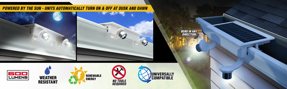 Powered by the sun, units automatically turn on and off at dusk and dawn