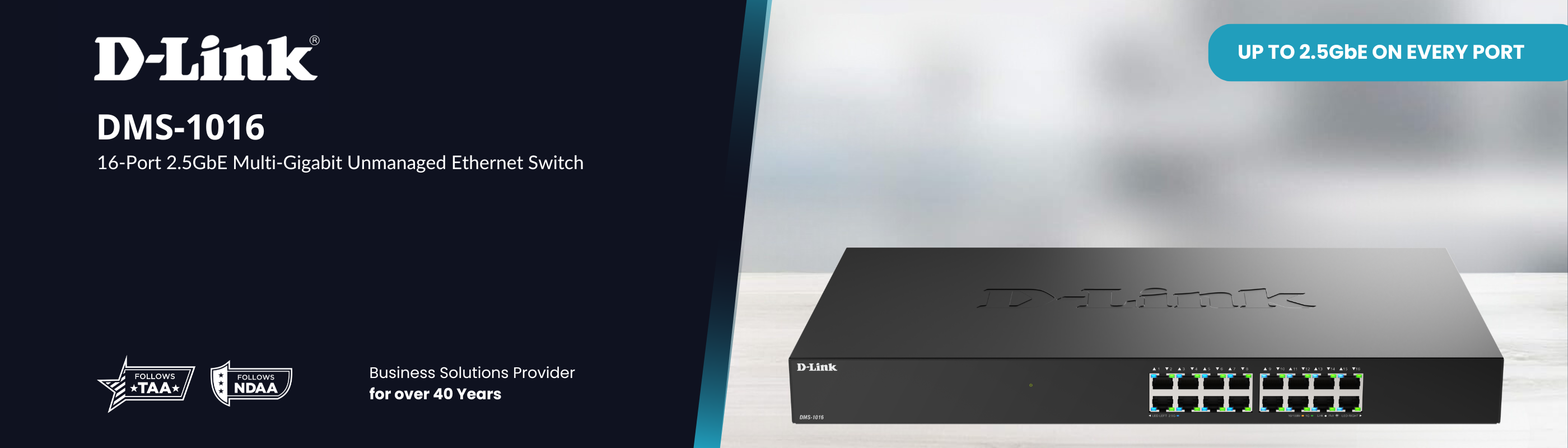 2.5GbE 16-Port Multi-Gigabit Unmanaged Ethernet Switch