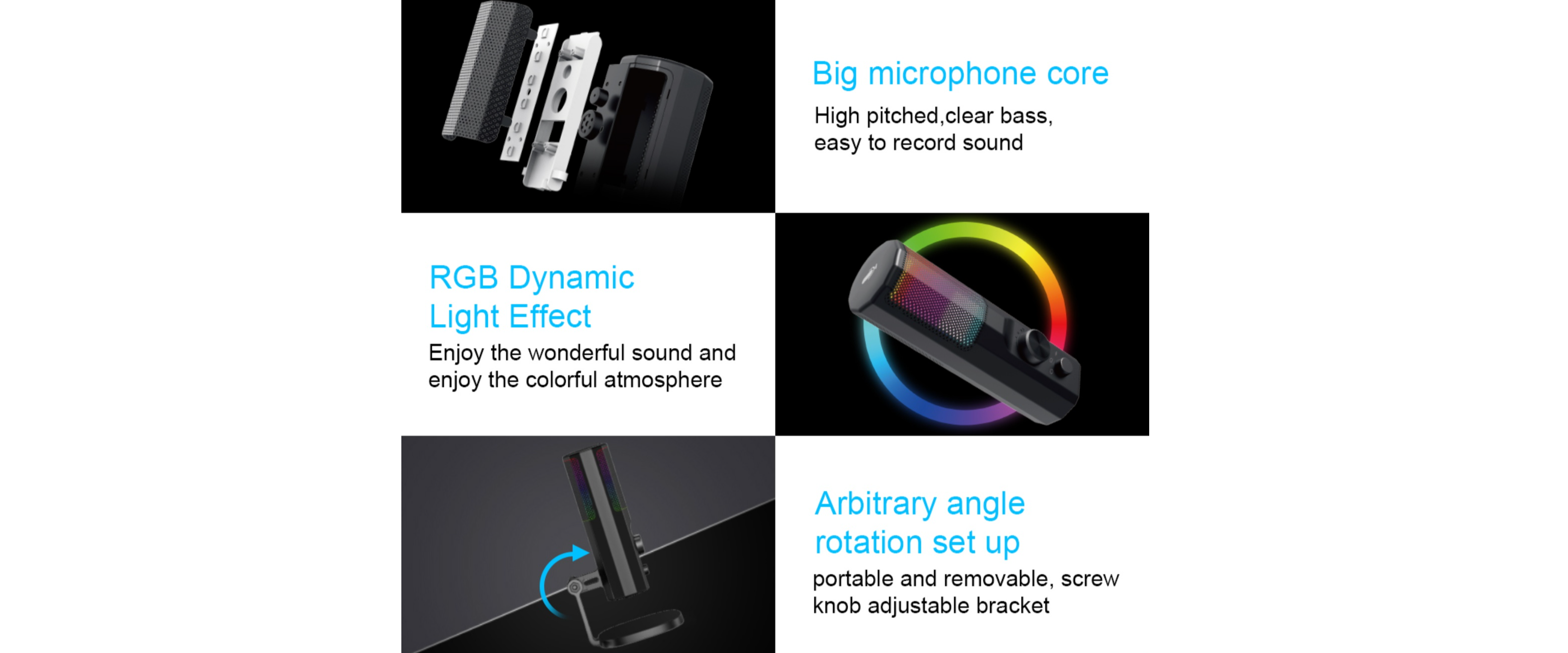 Large Mic Core, RGB Dynamic Light, Adjustable Bracket