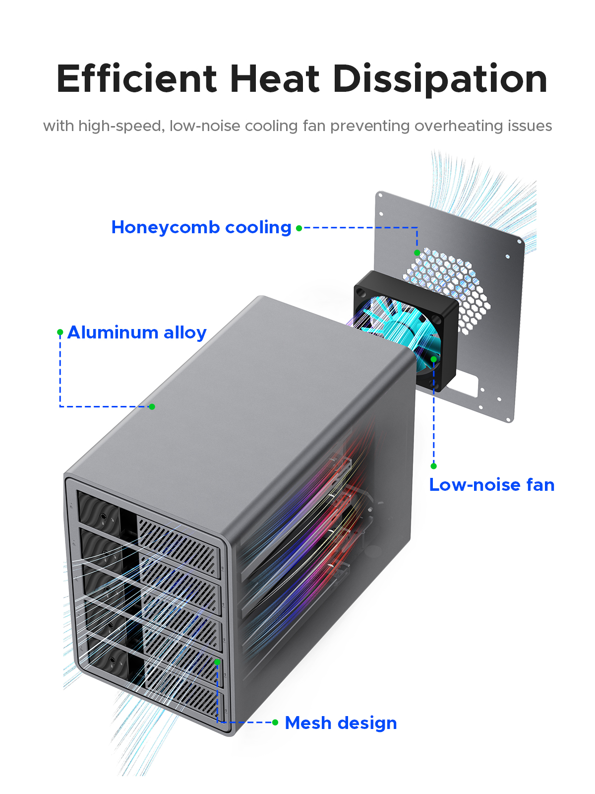 Aluminum alloy body with a cooling fan and pressure resistance toprotect the hard disk from damage