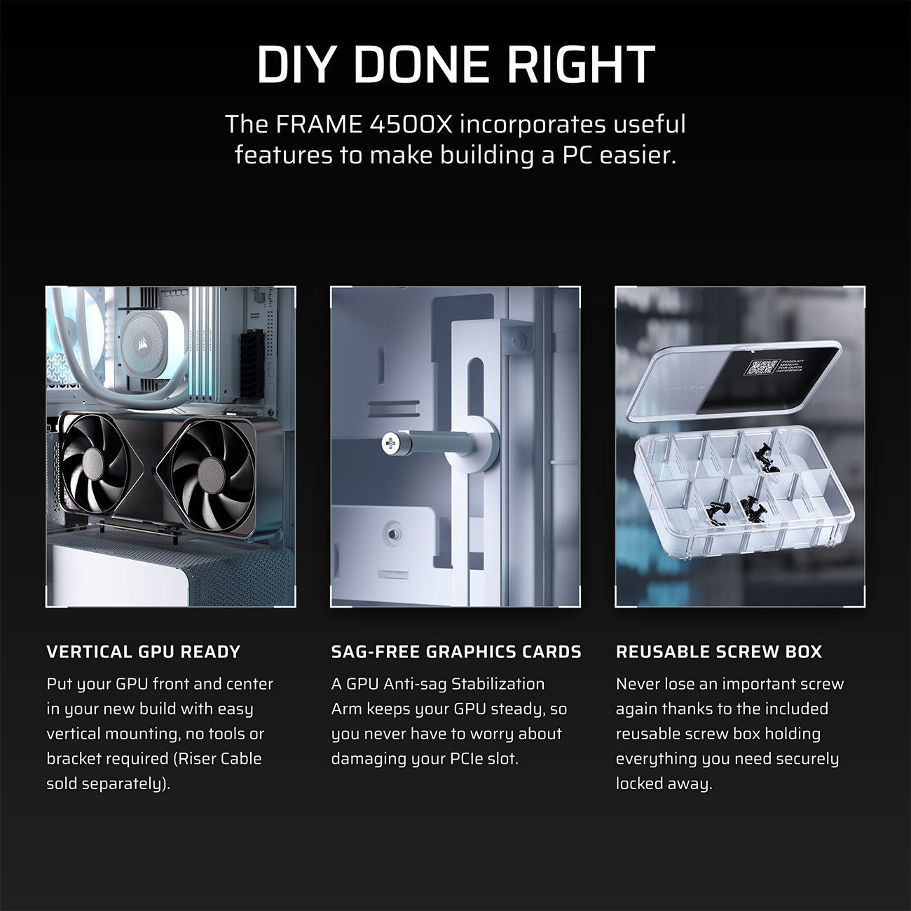 CORSAIR FRAME 4500X RS-R ARGB Panoramic Glass Mid-Tower PC Case - White