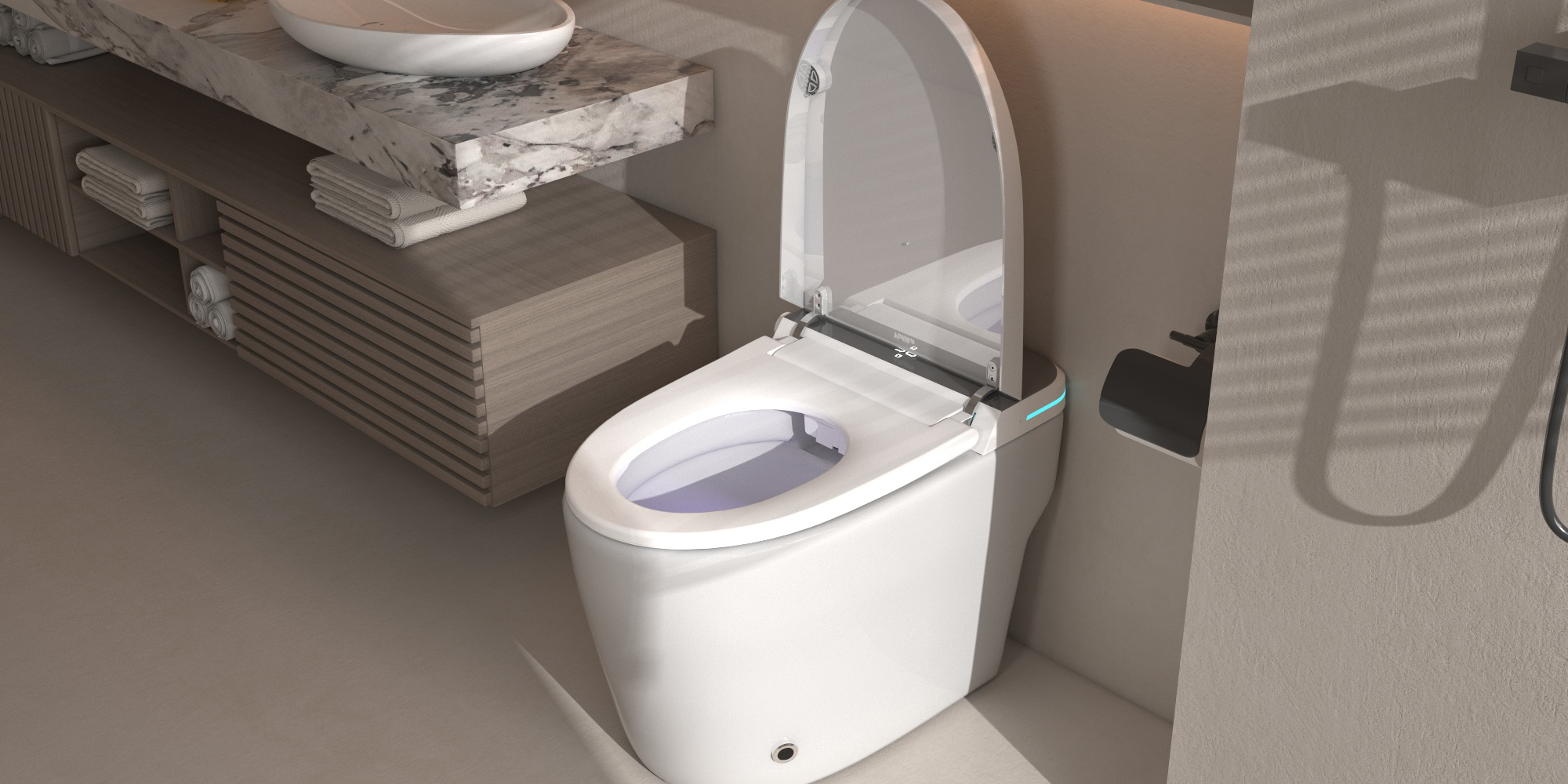 Yulika Smart Toilet,One piece Auto Open/Close Lid Toilet with