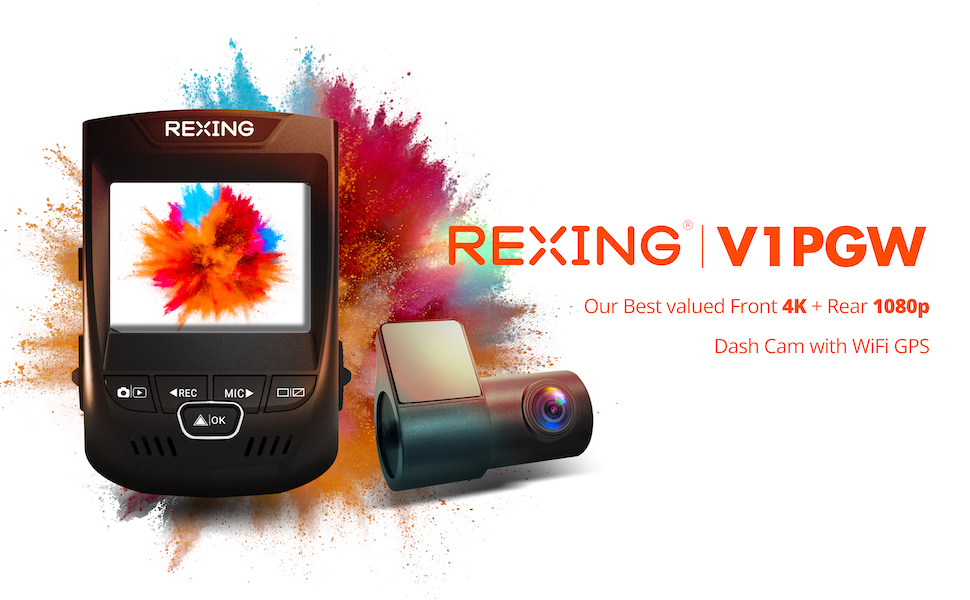 Rexing V1GW-4K Ultra HD Car Dash Cam w/ Built-in GPS Logger and Wi-Fi