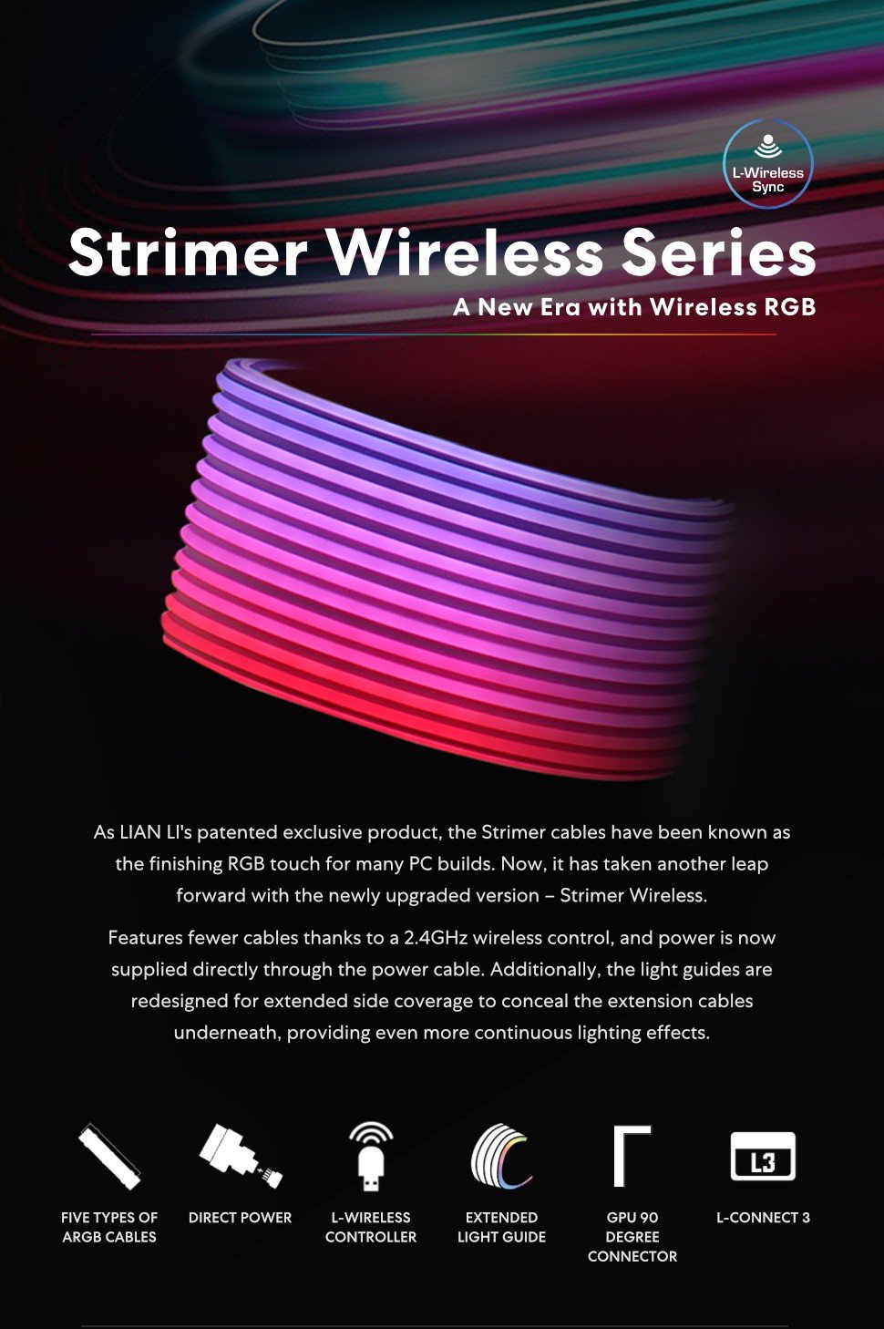 Strimer Wireless,24 Pin, RGB Power Extension Cable