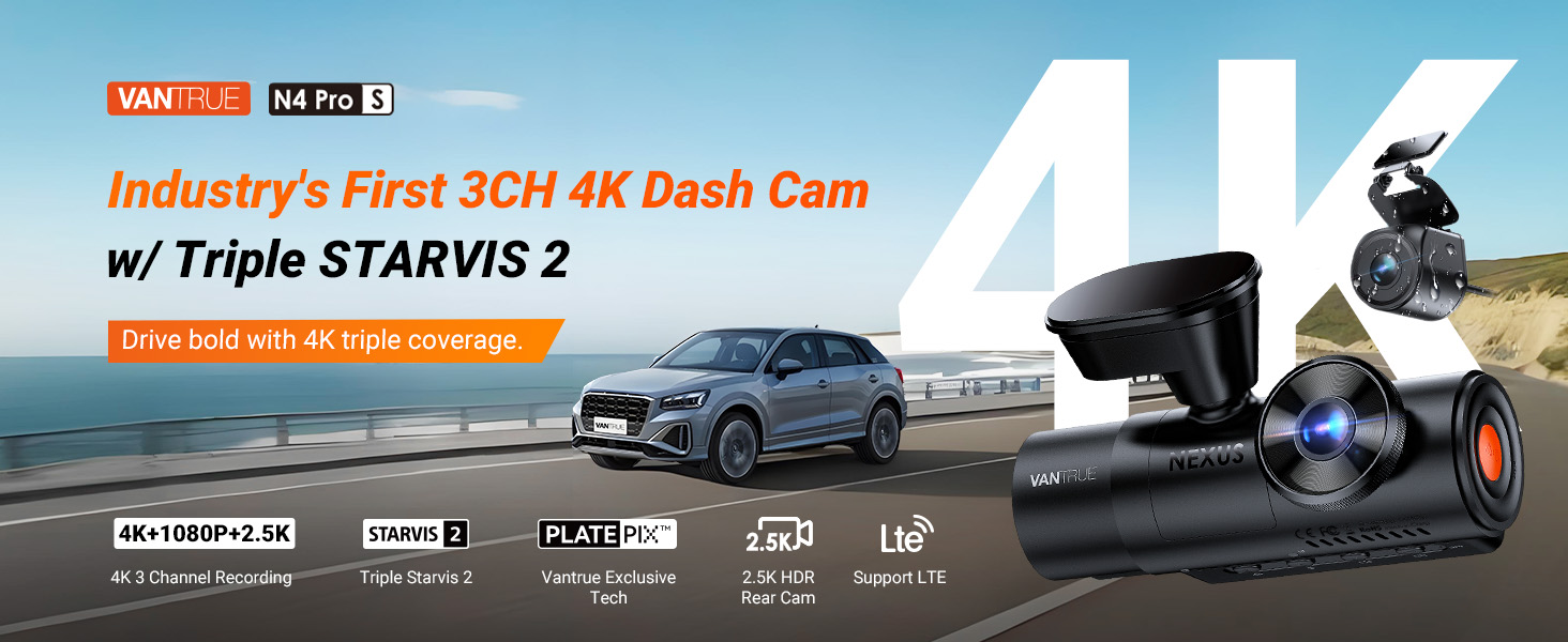 vantrue n4 pro s 3 channel 4k dashcam