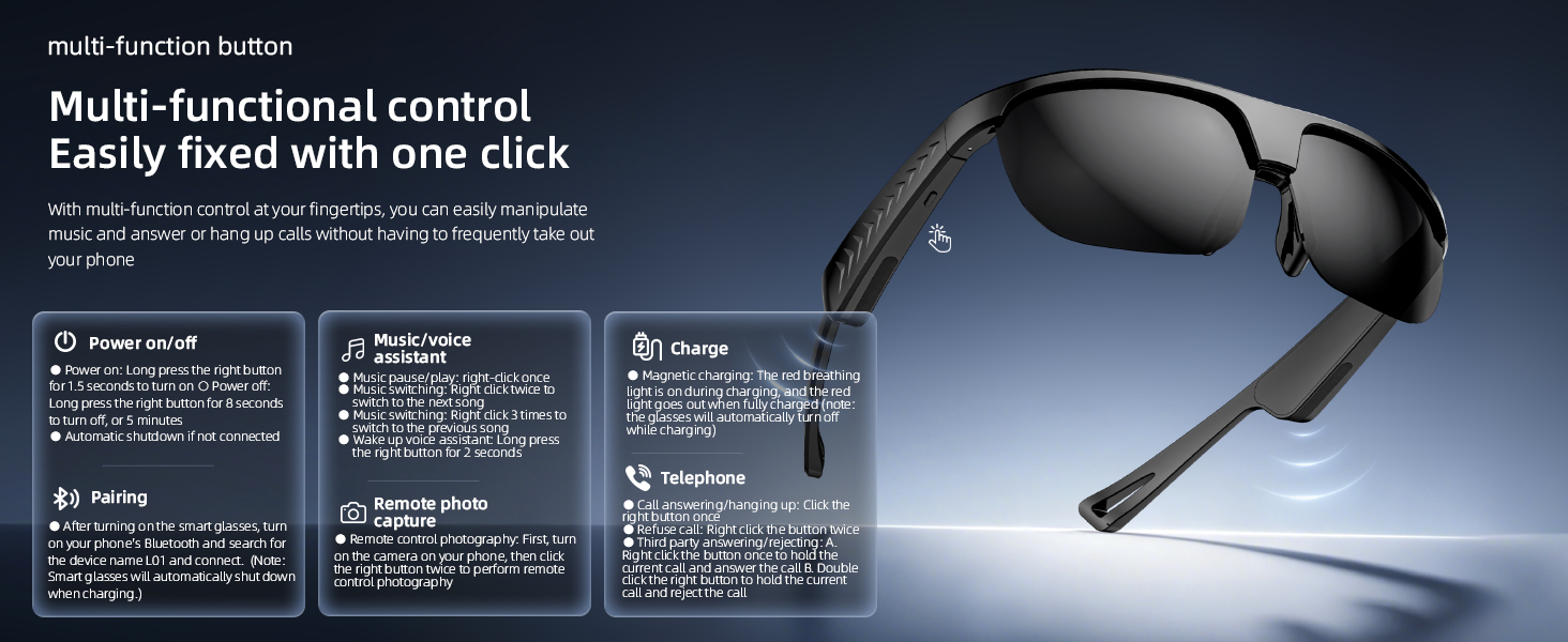 Camera Free Bluetooth Smart Glasses