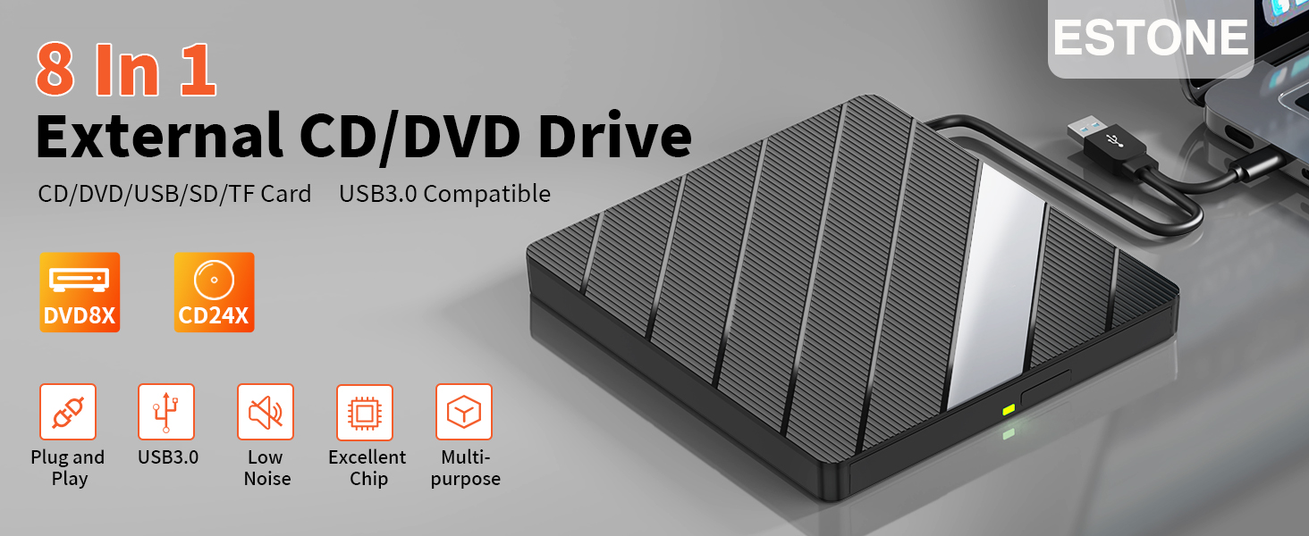 Upgrade 8 in 1 External CD/DVD Drive