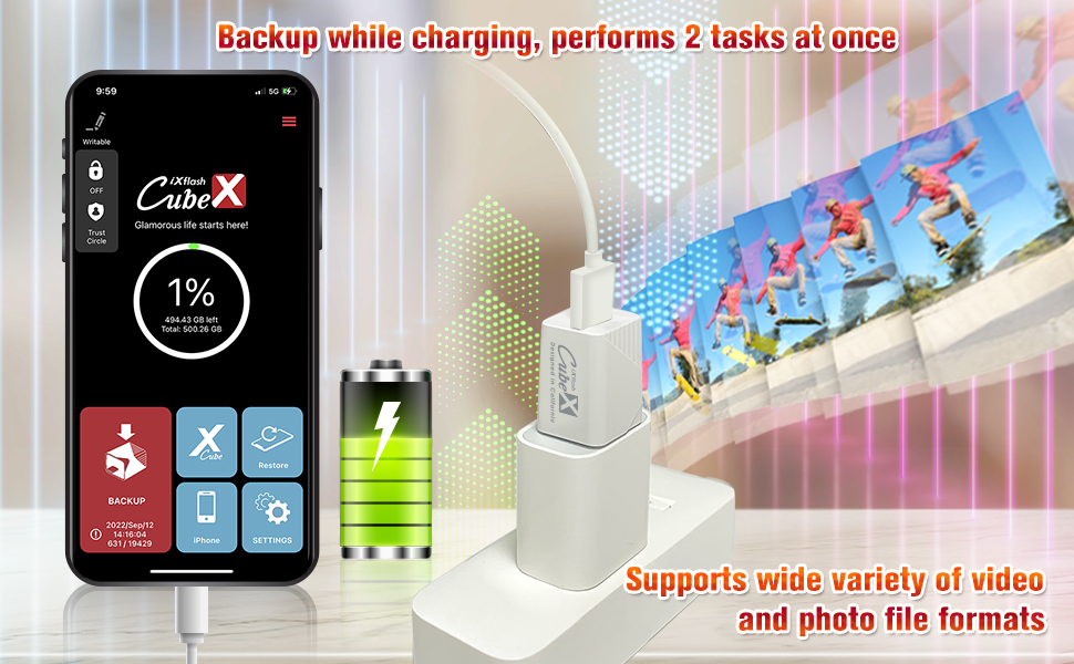 PioData iXflash Cube Type A Backup with Charging