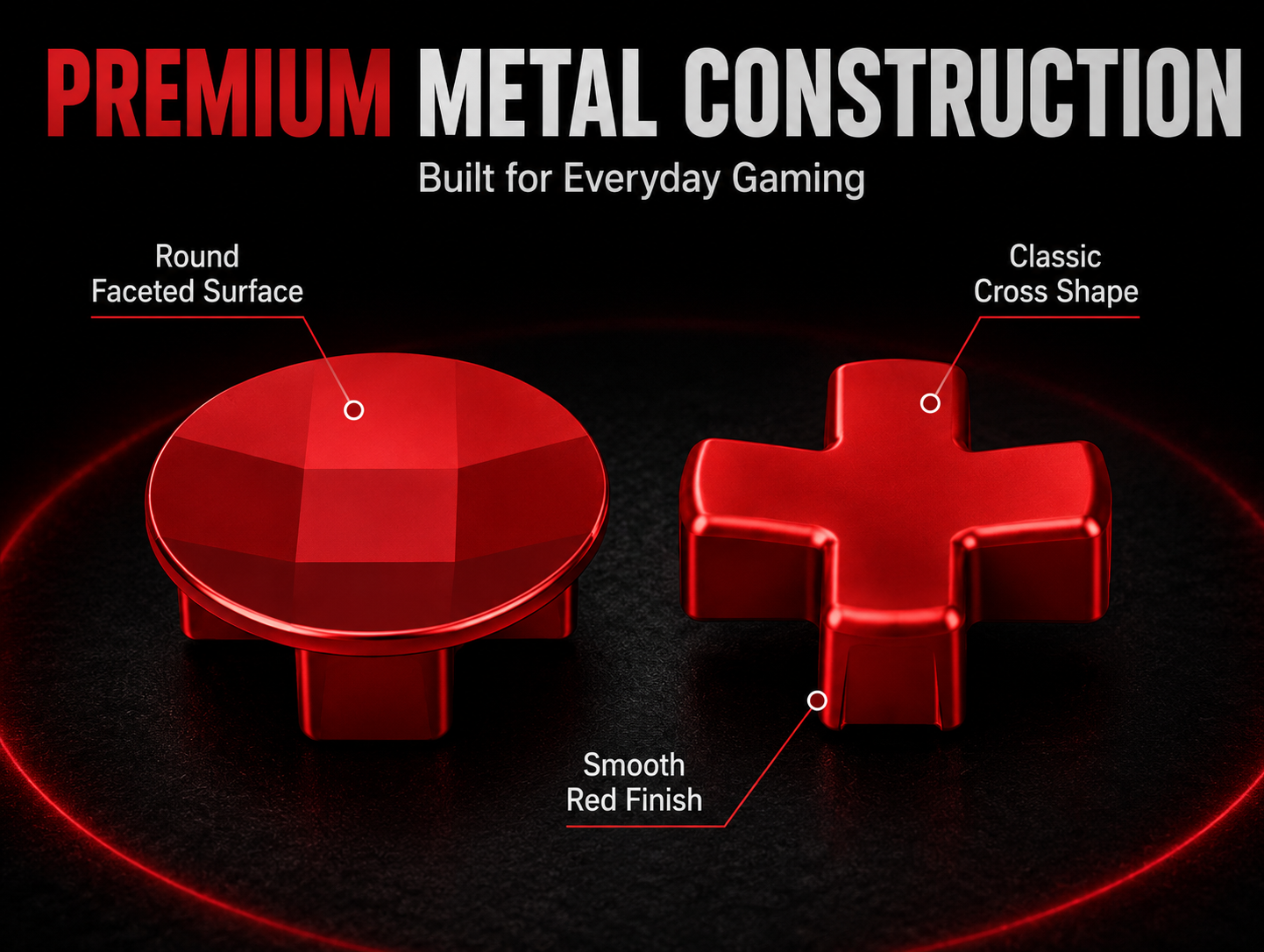 premium metal construction, round faceted surface