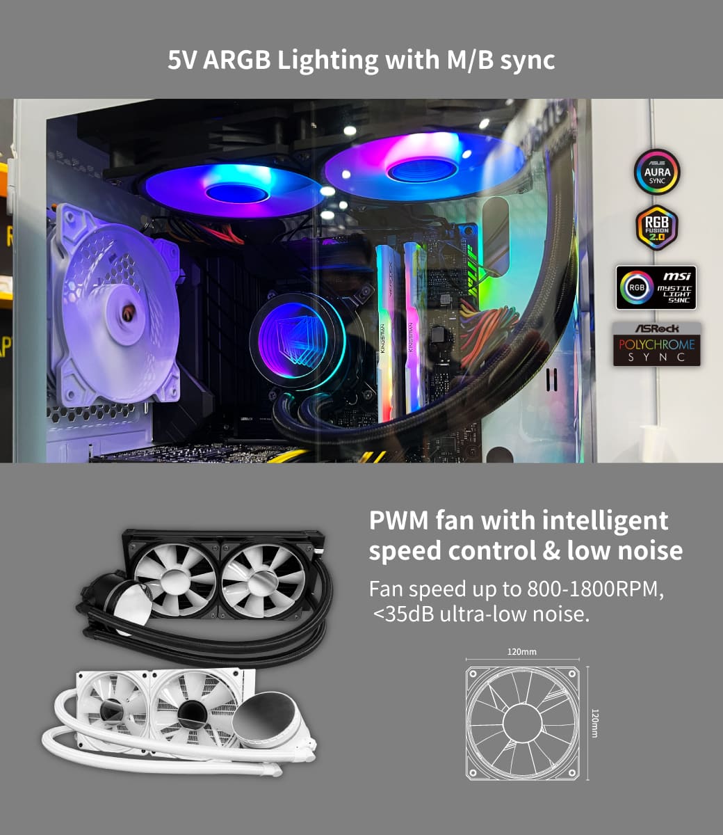 FAN,COMPUTER, KA-R240,ARGB,All-In-One CPU,Water Cooling