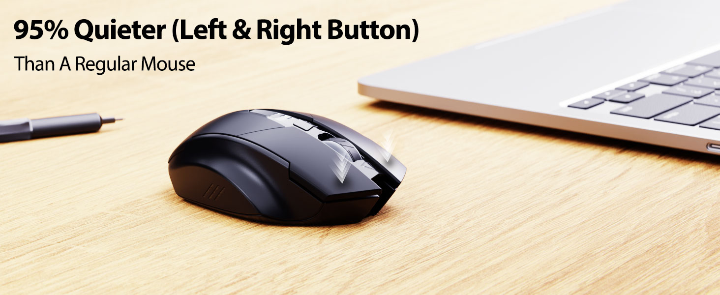 Wireless Mouse, Rechargeable 2.4G RF Wireless Mouse, Upgraded Visible Battery, 2400 DPI, Silent Ergo