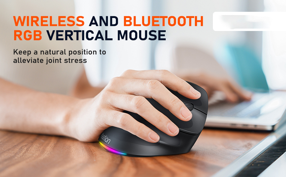 Right-handed Ergonomic Vertical Mouse [2.4G USB-A + Type-C Adapter & Bluetooth 5.2 + Bluetooth 3.0]