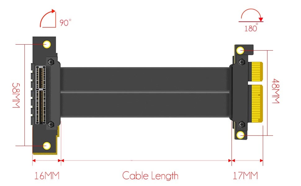 pcie x4 riser cable