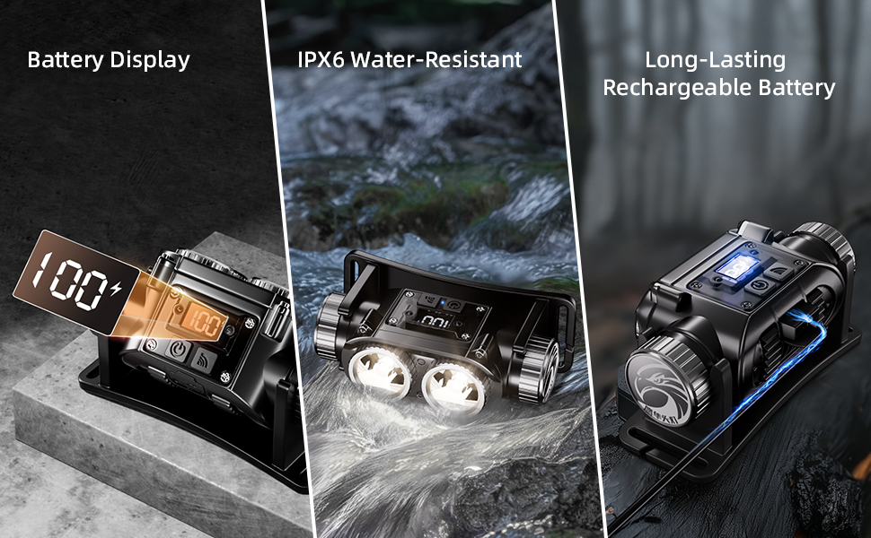 Battery Display IPX6 Water-Resistant Long-Lasting Rechargeable Battery
